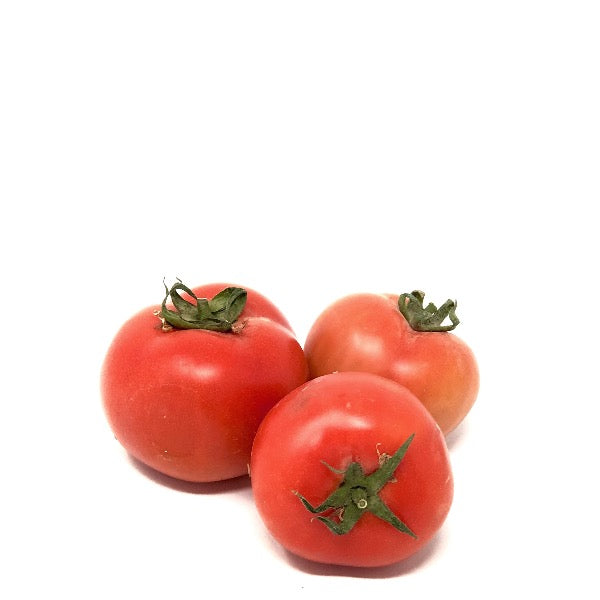 Fresh round tomatoes from Local Market, 1 kg pack, showcasing ripe, vibrant red vegetables on a white background.
