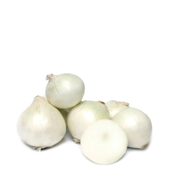 Fresh white onions from Local Market in a 2 kg bag, showcasing smooth, round vegetable bulbs perfect for cooking and salads.