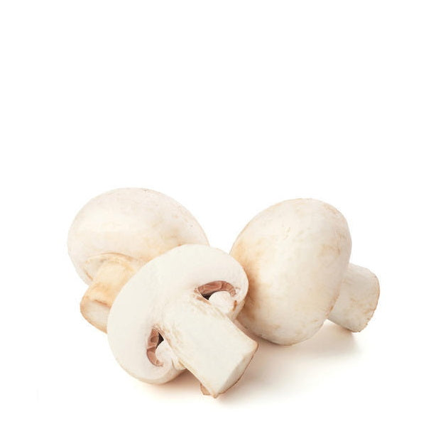 Large white giant mushrooms from Holland, silver dollar variety, 0.4 kg pack, fresh vegetable product.