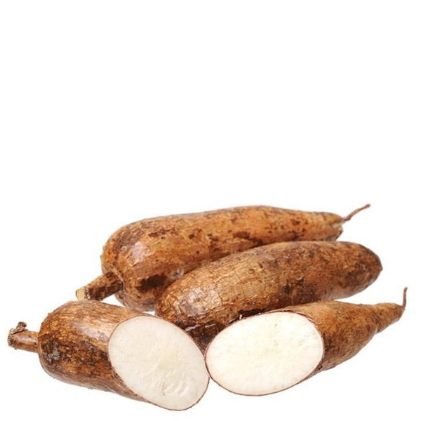 Fresh yuca (cassava) vegetable from Local Market, 2 kg pack, showing whole peeled yuca roots ready for cooking.